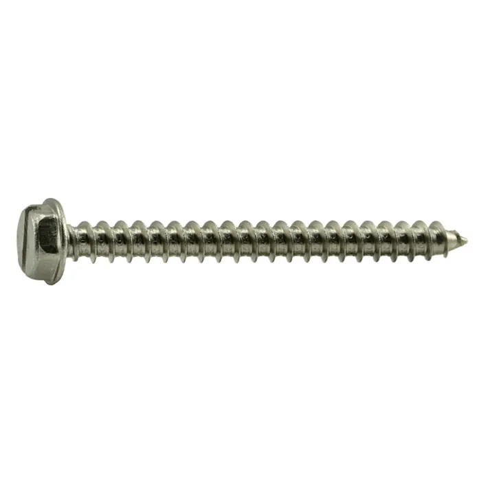 #10 x 2" Slotted Hex Washer Head, Sheet Metal Screw, Stainless Steel (Bulk Box 1 lb)