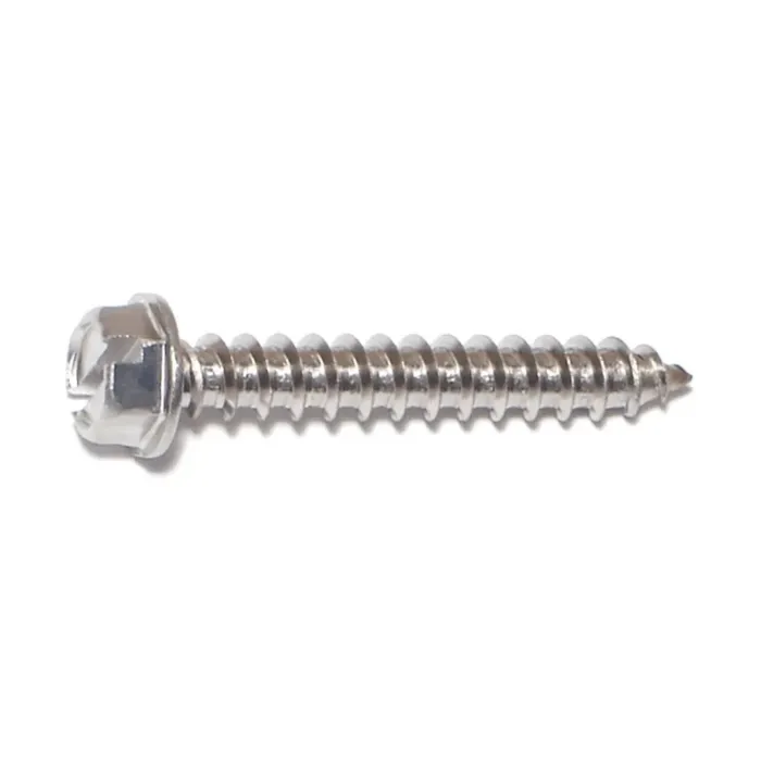 #12 x 1-1/2" Slotted Hex Washer Head, Sheet Metal Screw, Stainless Steel (Bulk Box 1 lb)