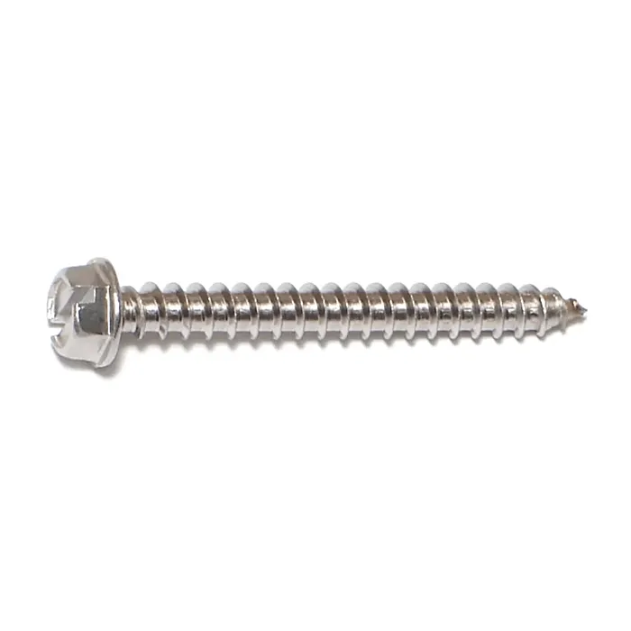 #12 x 2" Slotted Hex Washer Head, Sheet Metal Screw, Stainless Steel (Bulk Box 1 lb)