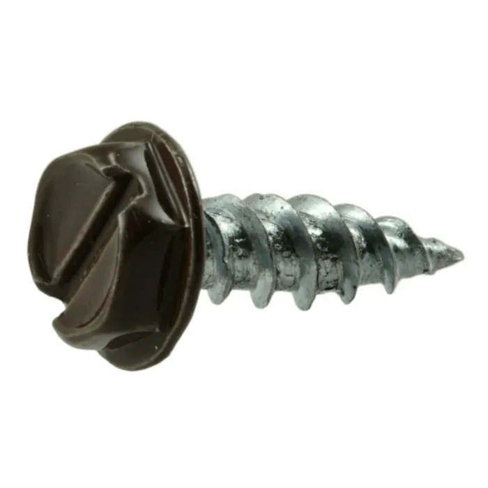 #7 x 1/2" Slotted Hex Washer Head, Gutter Screw, Zinc, Brown (Bulk Box 1 lb)