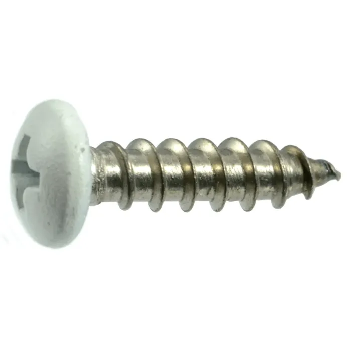 #10 x 3/4" Phillips Pan Head, Shutter Screw, Stainless Steel, White (Bulk Box 1 lb)