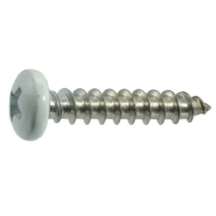 #10 x 1" Phillips Pan Head, Shutter Screw, Stainless Steel, White (Bulk Box 1 lb)