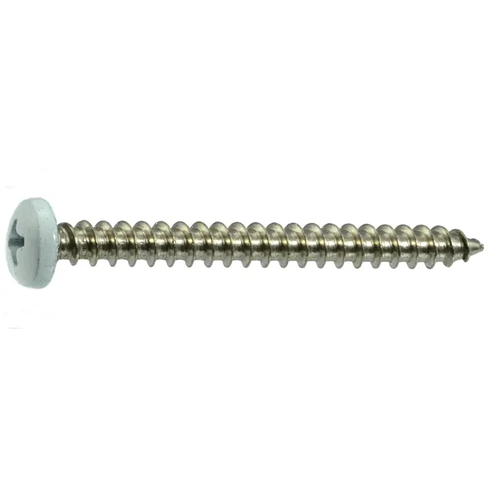 #10 x 2" Phillips Pan Head, Shutter Screw, Stainless Steel, White (Bulk Box 1 lb)