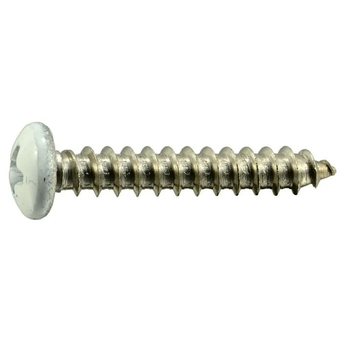 #8 x 1" Phillips Pan Head, Sheet Metal Screw, Stainless Steel, White (Bulk Box 1 lb)