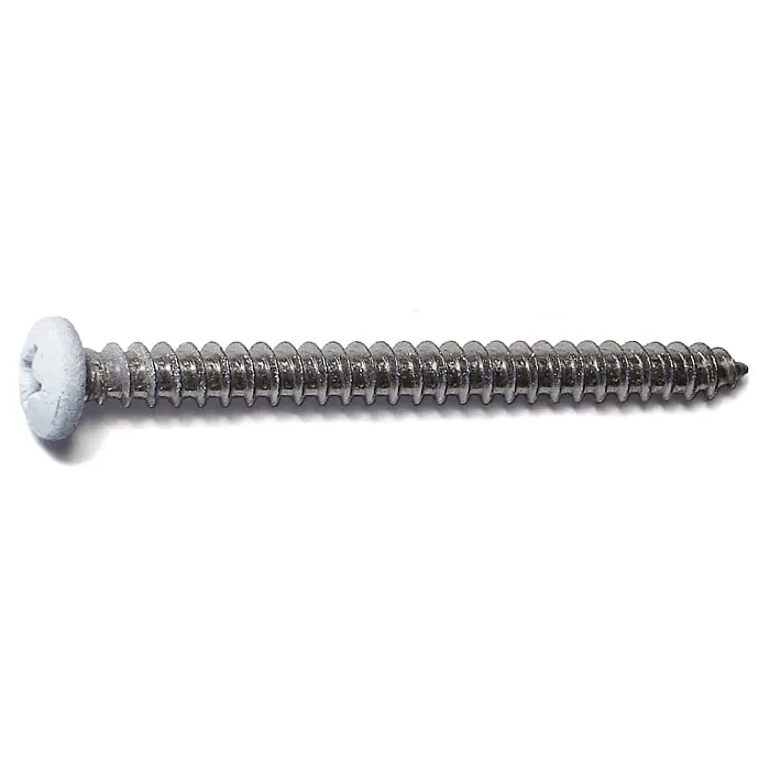 #8 x 2" Phillips Pan Head, Sheet Metal Screw, Stainless Steel, White (Bulk Box 1 lb)