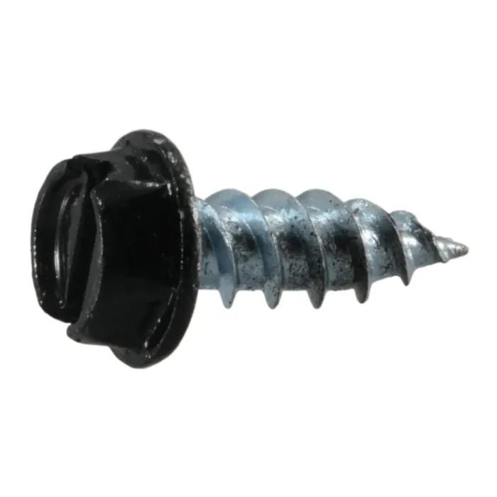 #8 x 1/2" Slotted Hex Washer Head, Gutter Screw, Zinc, Black (Bulk Box 1 lb)