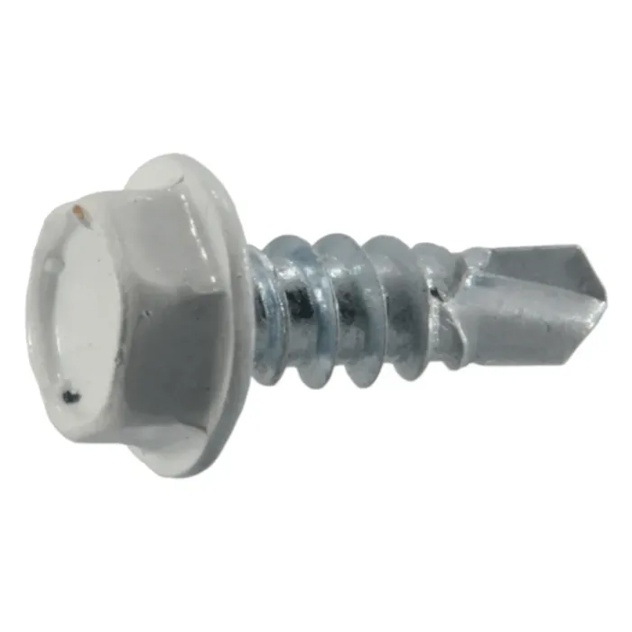 #8 x 1/2" Hex Washer Head, Gutter Screw, Zinc, White (Bulk Box 1 lb)
