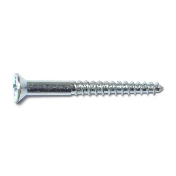 #10 x 2" Phillips Flat Head, Wood Screw, Zinc (Bulk Box 6 pk)