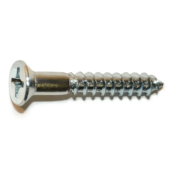 #12 x 1-1/2" Phillips Flat Head, Wood Screw, Zinc (Bulk Box 6 pk)