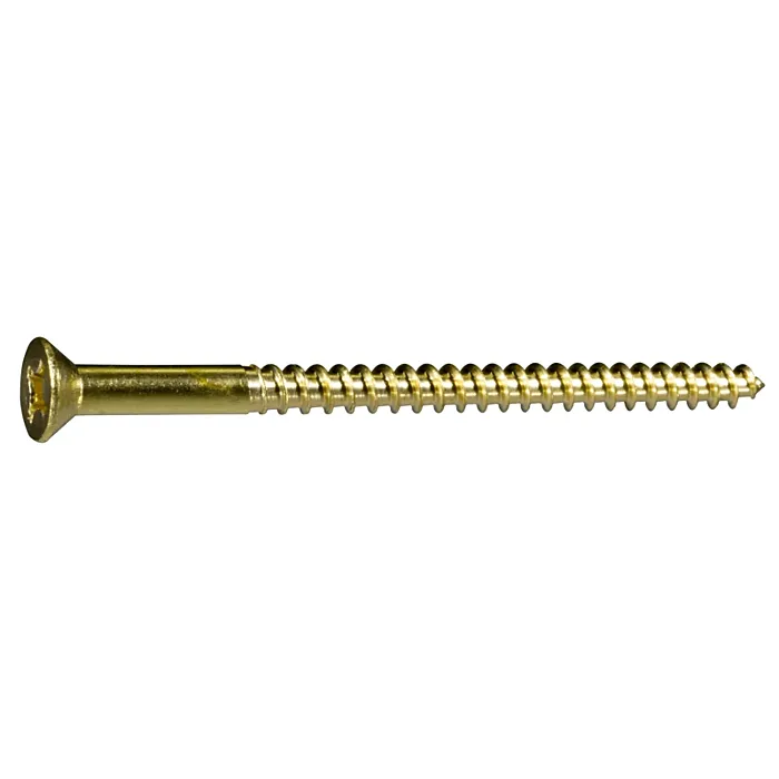 #10 x 3" Phillips Flat Head, Wood Screw, Brass (Bulk Box 2 pk)