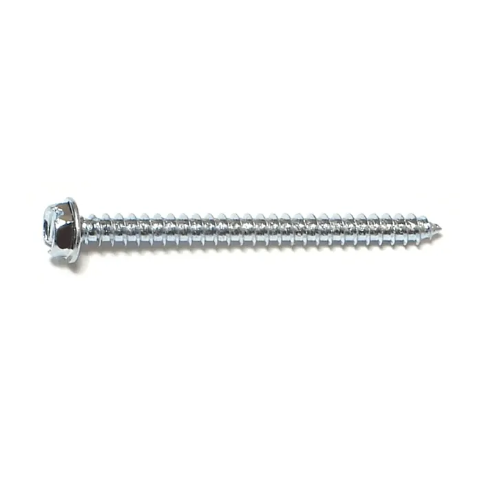 #8 x 2" Slotted Hex Washer Head, Sheet Metal Screw, Zinc (Bulk Box 6 pk)