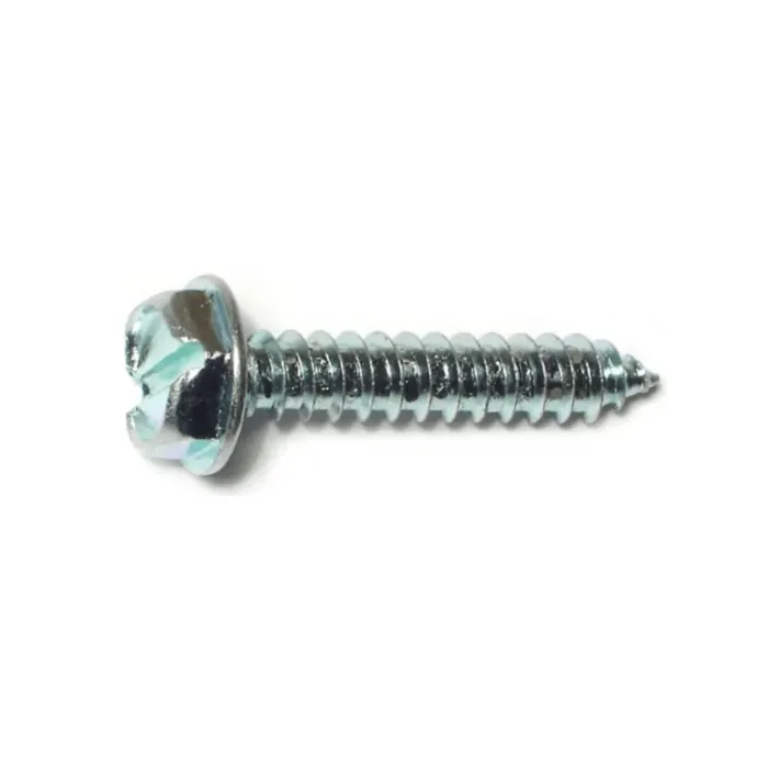 #10 x 1" Slotted Hex Washer Head, Sheet Metal Screw, Zinc (Bulk Box 8 pk)