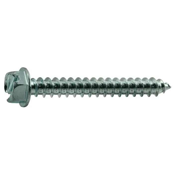 #14 x 2" Slotted Hex Washer Head, Sheet Metal Screw, Zinc (Bulk Box 3 pk)