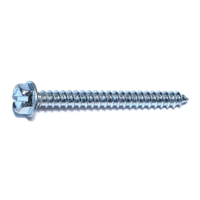 #14 x 2-1/2" Slotted Hex Washer Head, Sheet Metal Screw, Zinc (Bulk Box 3 pk)