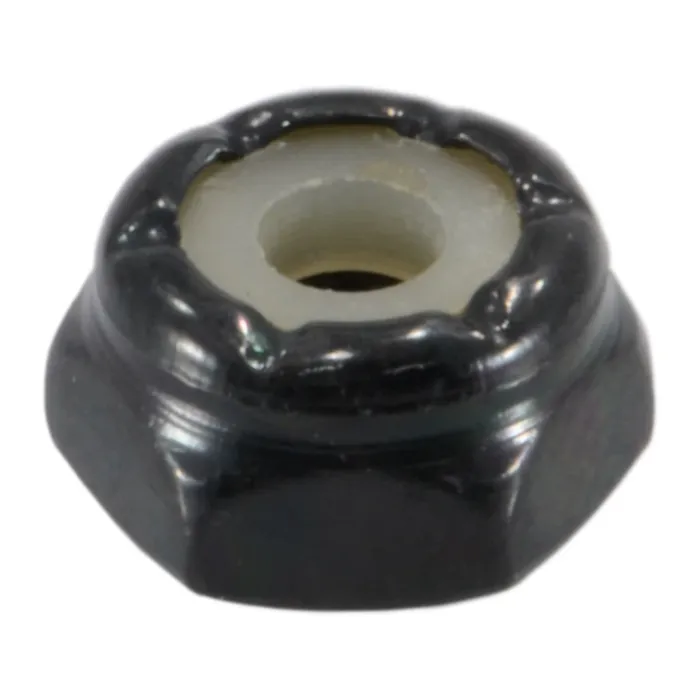 6-32 Nylon Lock Nut Coarse Thread, Black Oxide, Black 