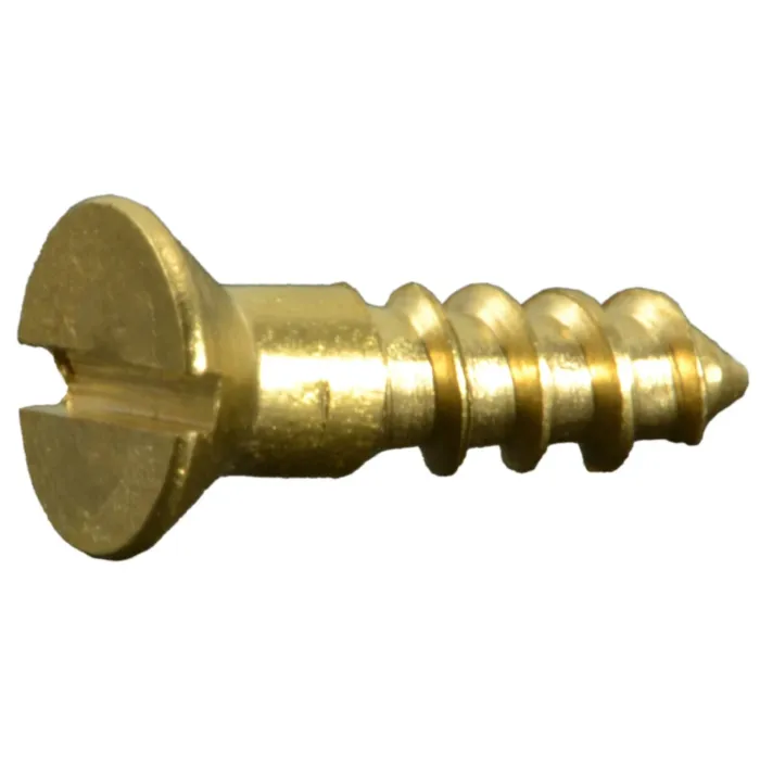 #3 x 3/8" Slotted Flat Head, Wood Screw, Brass 
