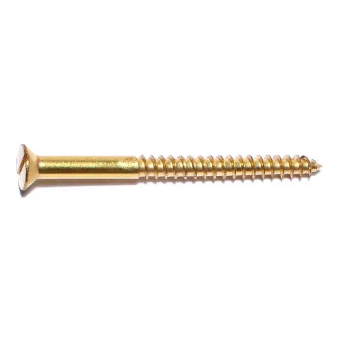 #10 x 2-1/2" Slotted Flat Head, Wood Screw, Brass 