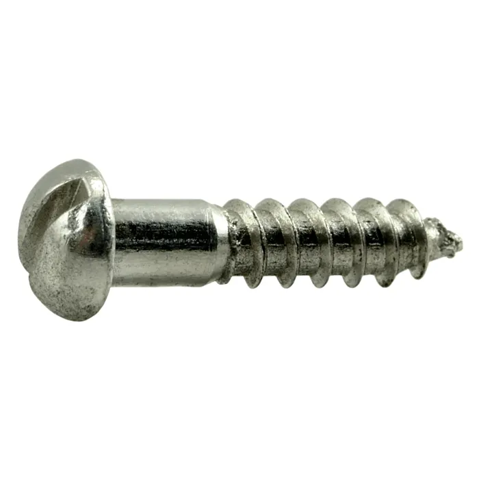 #8 x 3/4" Slotted Round Head, Wood Screw, Aluminum