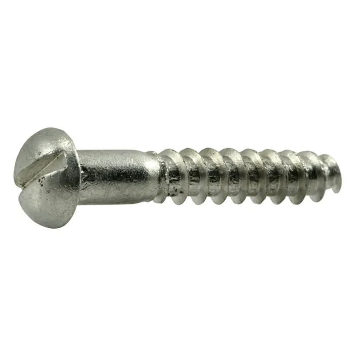 #8 x 1" Slotted Round Head, Wood Screw, Aluminum