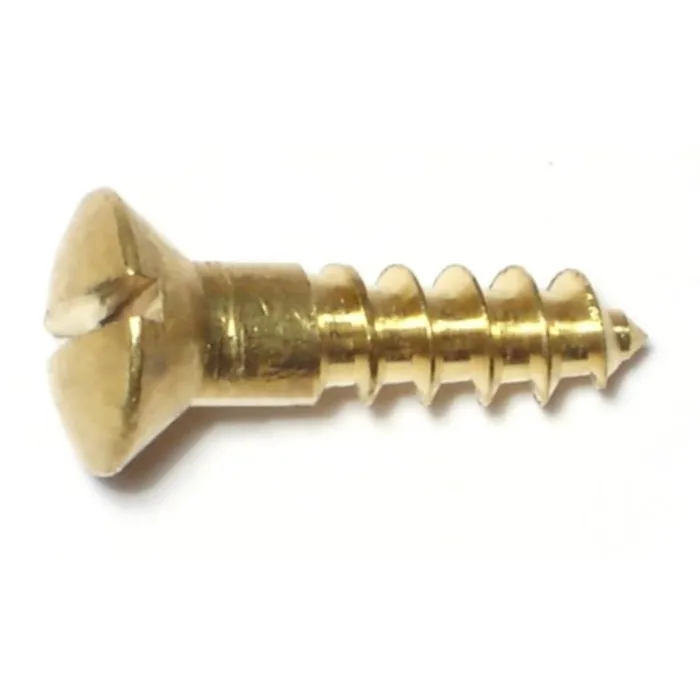 #10 x 3/4" Slotted Oval Head, Wood Screw, Brass 