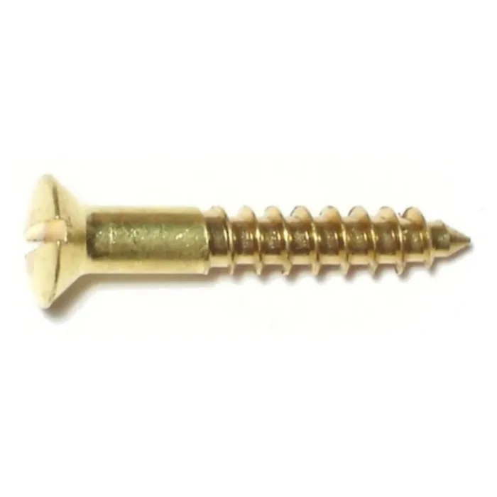 #6 x 7/8" Slotted Oval Head, Wood Screw, Brass 