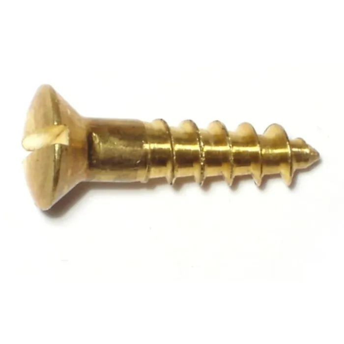 #10 x 7/8" Slotted Oval Head, Wood Screw, Brass 