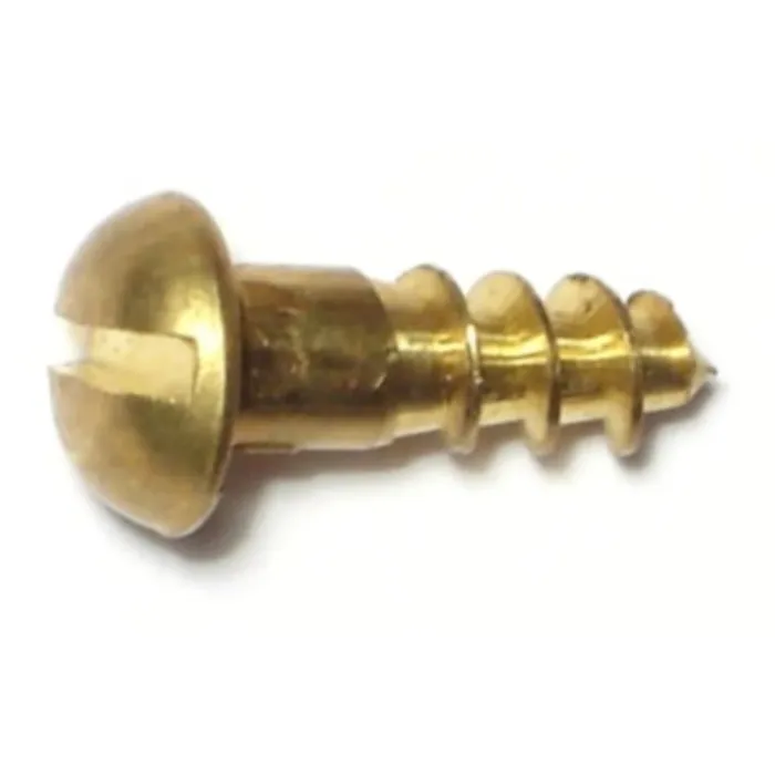 #8 x 1/2" Slotted Round Head, Wood Screw, Brass 