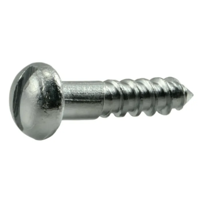 #4 x 1/2" Slotted Round Head, Wood Screw, Chrome 