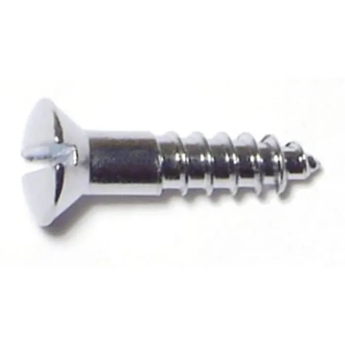 #4 x 1/2" Slotted Oval Head, Wood Screw, Chrome 