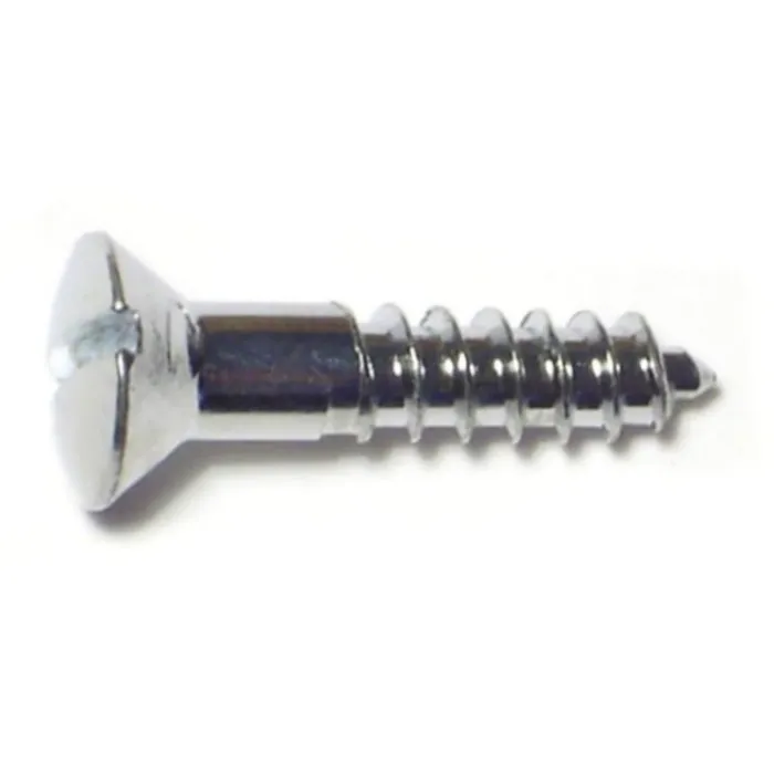 #6 x 3/4" Slotted Oval Head, Wood Screw, Chrome 