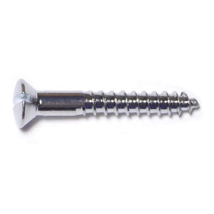 #6 x 1" Slotted Oval Head, Wood Screw, Chrome 
