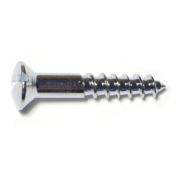 #8 x 3/4" Slotted Oval Head, Wood Screw, Chrome 