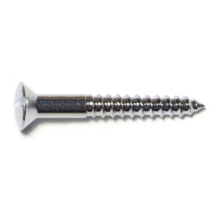 #8 x 1-1/4" Slotted Oval Head, Wood Screw, Chrome 