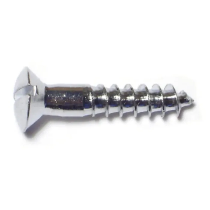 #10 x 1" Slotted Oval Head, Wood Screw, Chrome 