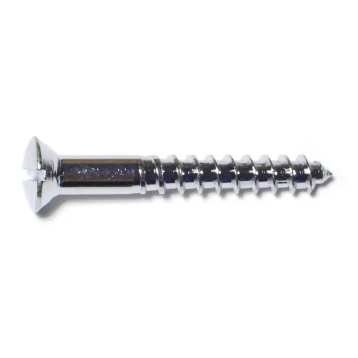 #10 x 1-1/2" Slotted Oval Head, Wood Screw, Chrome 