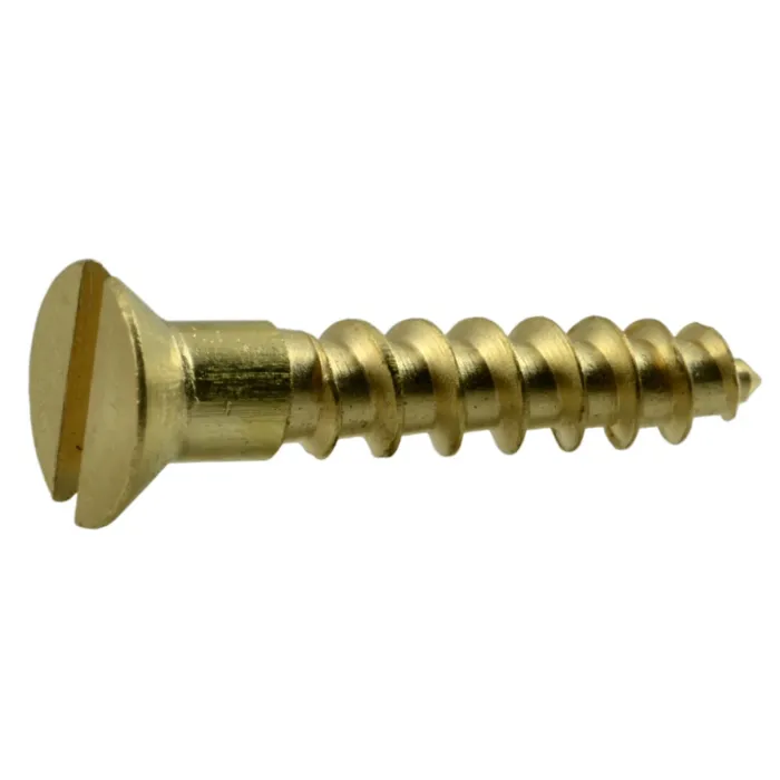 #6 x 3" Slotted Flat Head, Wood Screw, Brass 