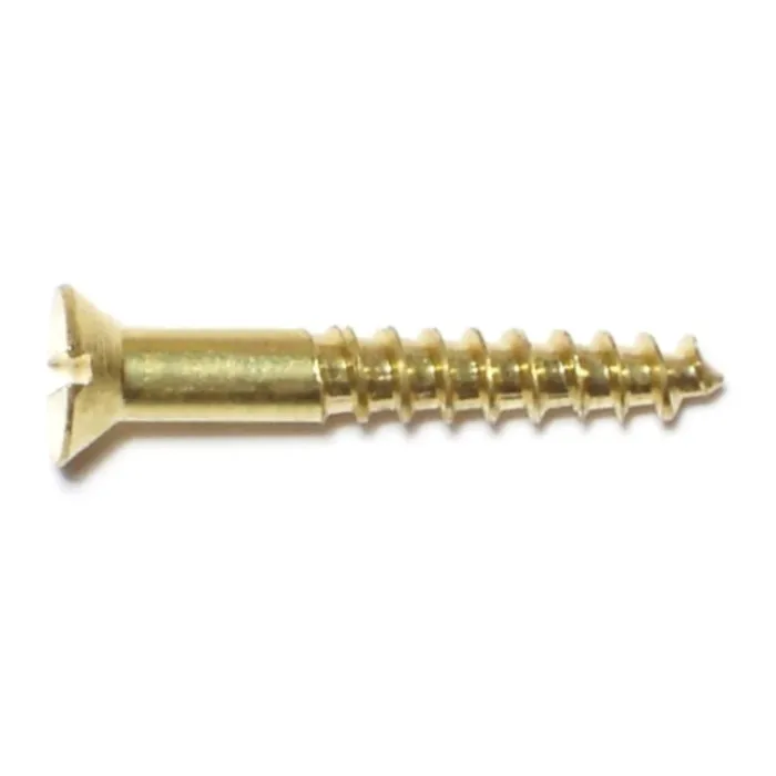 #6 x 1" Slotted Flat Head, Wood Screw, Brass 
