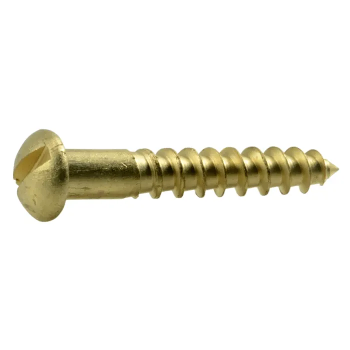 #6 x 7/8" Slotted Round Head, Wood Screw, Brass 