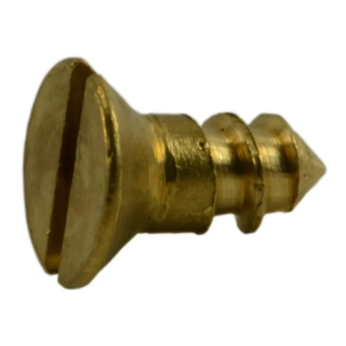#4 x 1/4" Slotted Flat Head, Wood Screw, Brass 