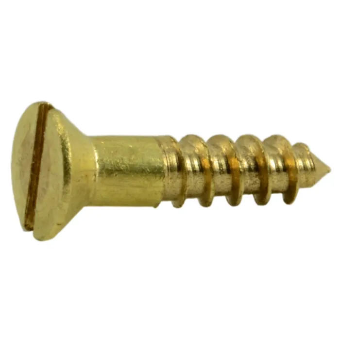 #4 x 1/2" Slotted Flat Head, Wood Screw, Brass 