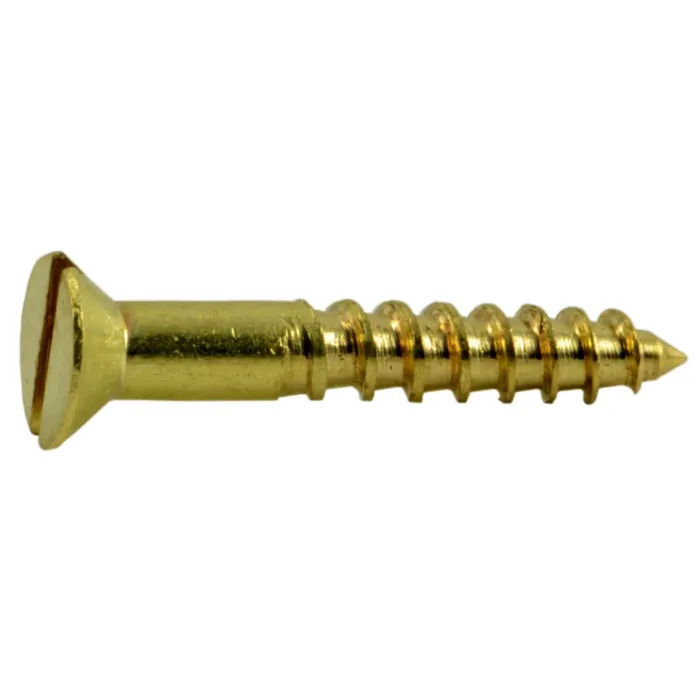 #4 x 3/4" Slotted Flat Head, Wood Screw, Brass 