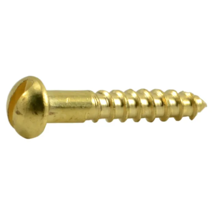 #2 x 1/2" Slotted Round Head, Wood Screw, Brass 