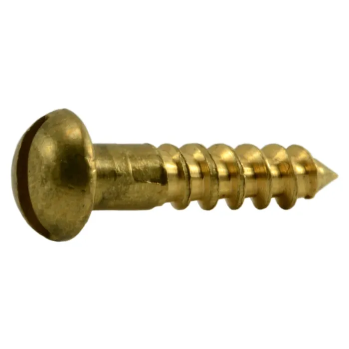 #4 x 1/2" Slotted Round Head, Wood Screw, Brass 