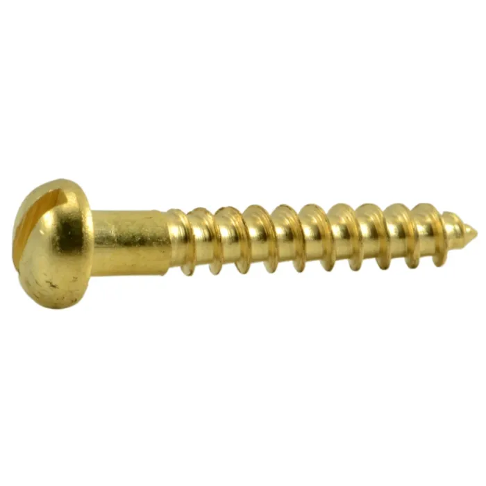 #4 x 3/4" Slotted Round Head, Wood Screw, Brass 