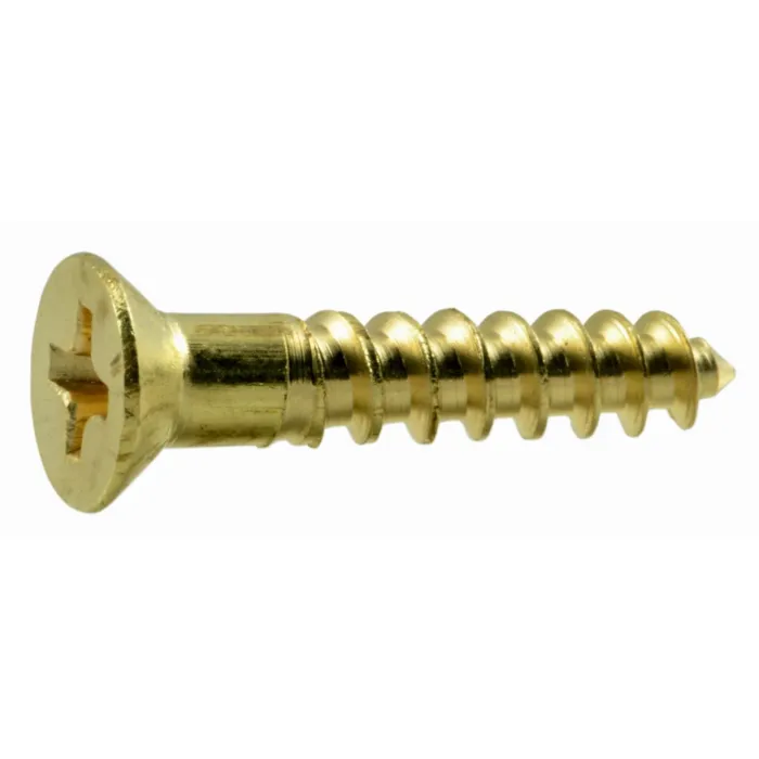 #6 x 3/4" Slotted Flat Head, Wood Screw, Brass 