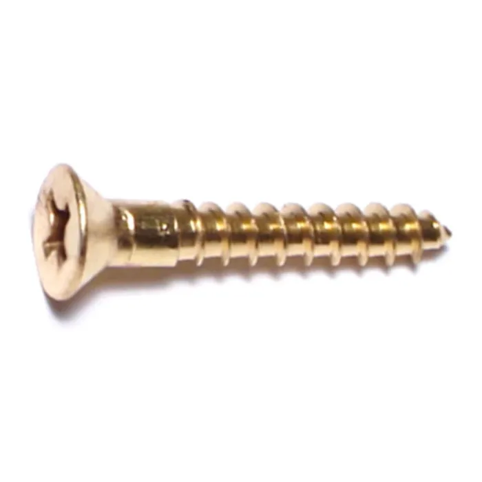 #6 x 7/8" Slotted Flat Head, Wood Screw, Brass 