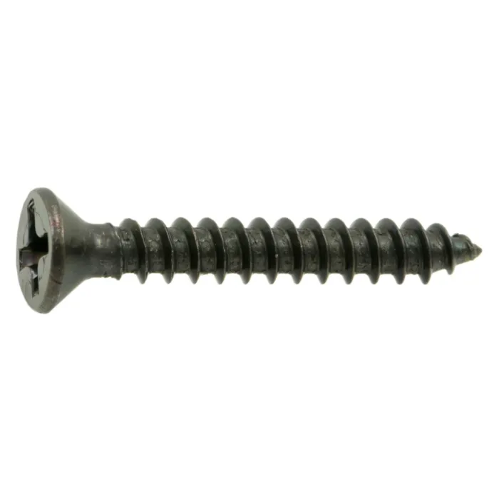 #6 x 1" Phillips Flat Head, Sheet Metal Screw, Zinc, Black 