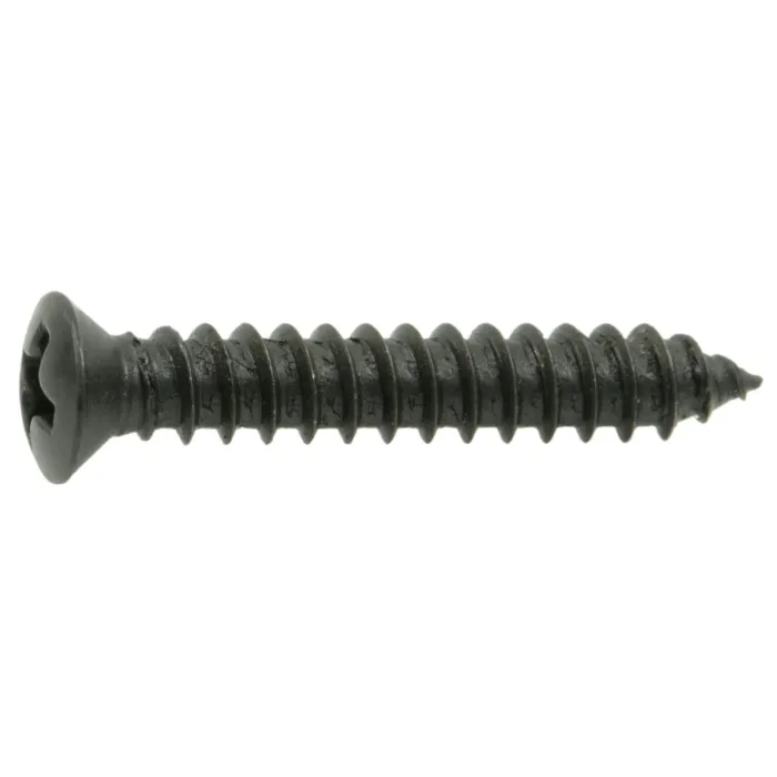 #8 x 1" Phillips Oval Head, Sheet Metal Screw, Zinc, Black 