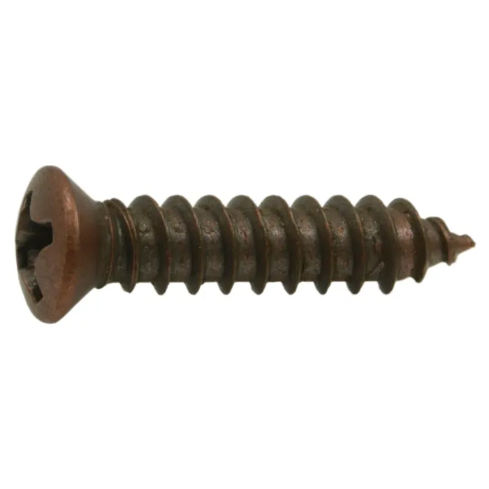 #8 x 3/4" Phillips Oval Head, Sheet Metal Screw, Zinc, Copper 