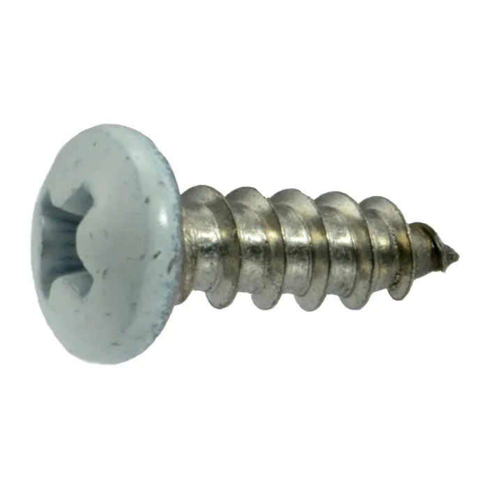 #8 x 1/2" Phillips Pan Head, Sheet Metal Screw, Stainless Steel, White 
